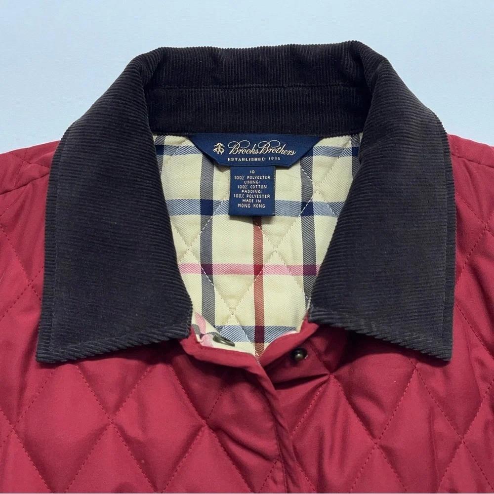 Brooks Brothers Diamond Quilted Jacket Womens Size 10 Insulated Corduroy Collar - Picture 7 of 14
